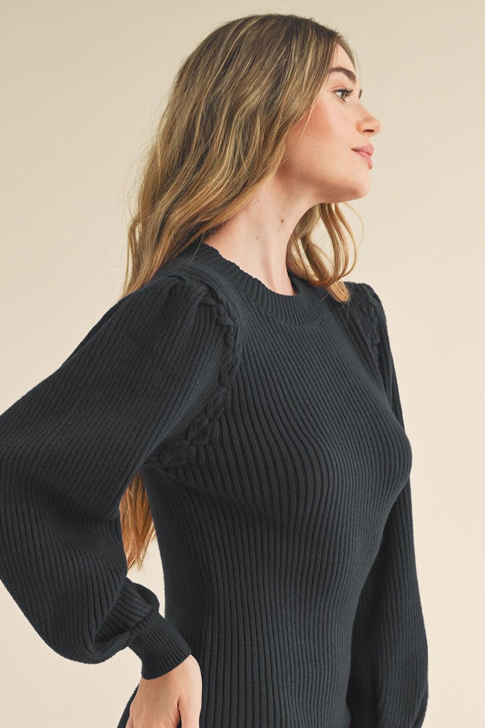 Ribbed Sweater Knit Mini Dress Product Image