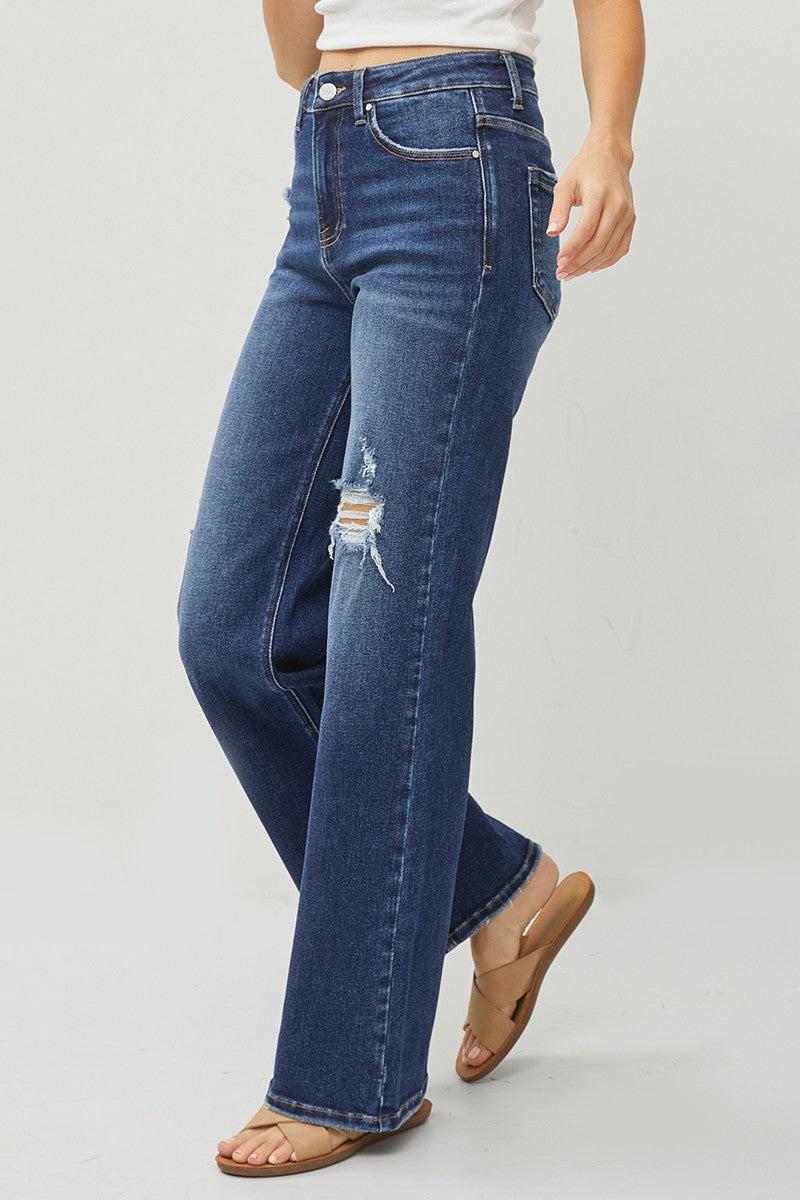 High Rise Distressed Wide Leg Jeans Product Image