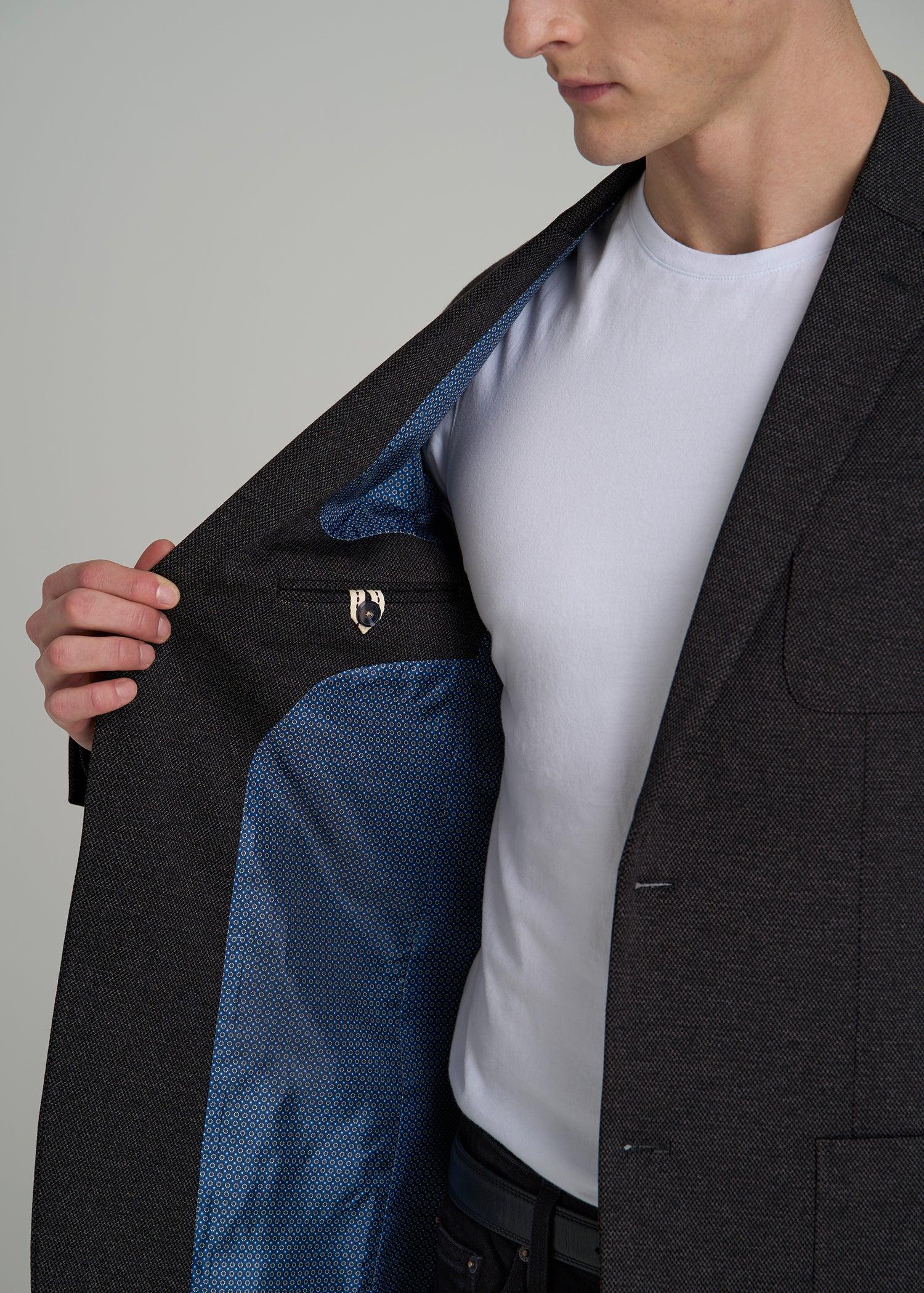 Core Blazer for Tall Men in Black Silver Mix Male Product Image