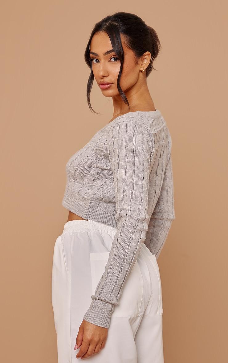 Petite Grey Button Up Cropped Cardigan Product Image