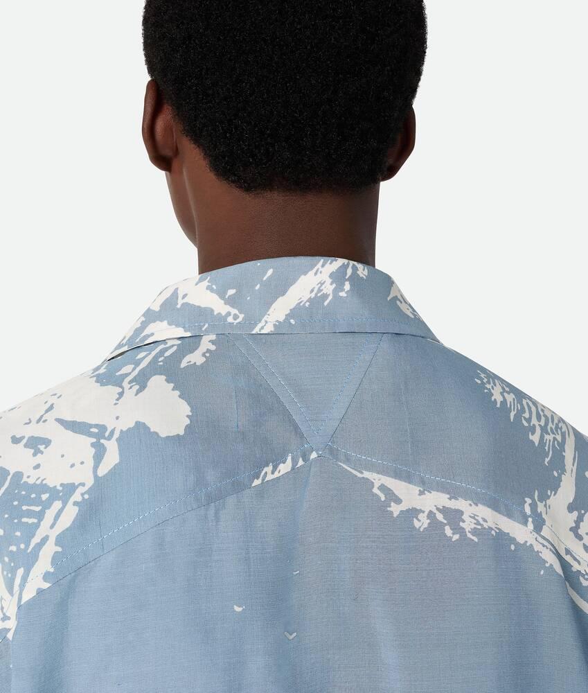 Men's Italian Postcard Silk Shirt in Blue/dove Product Image