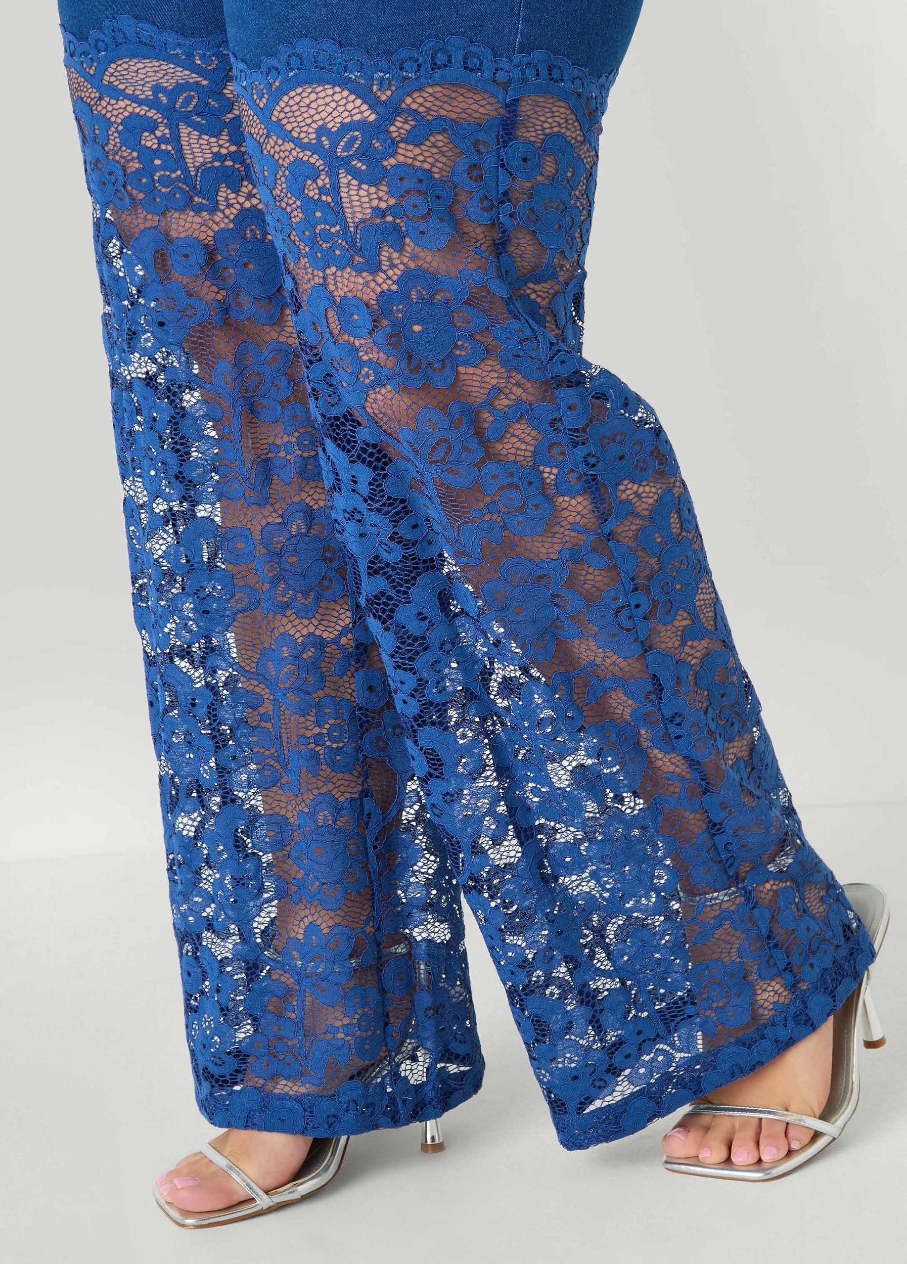 Lace Paneled Wide Leg jeans Product Image