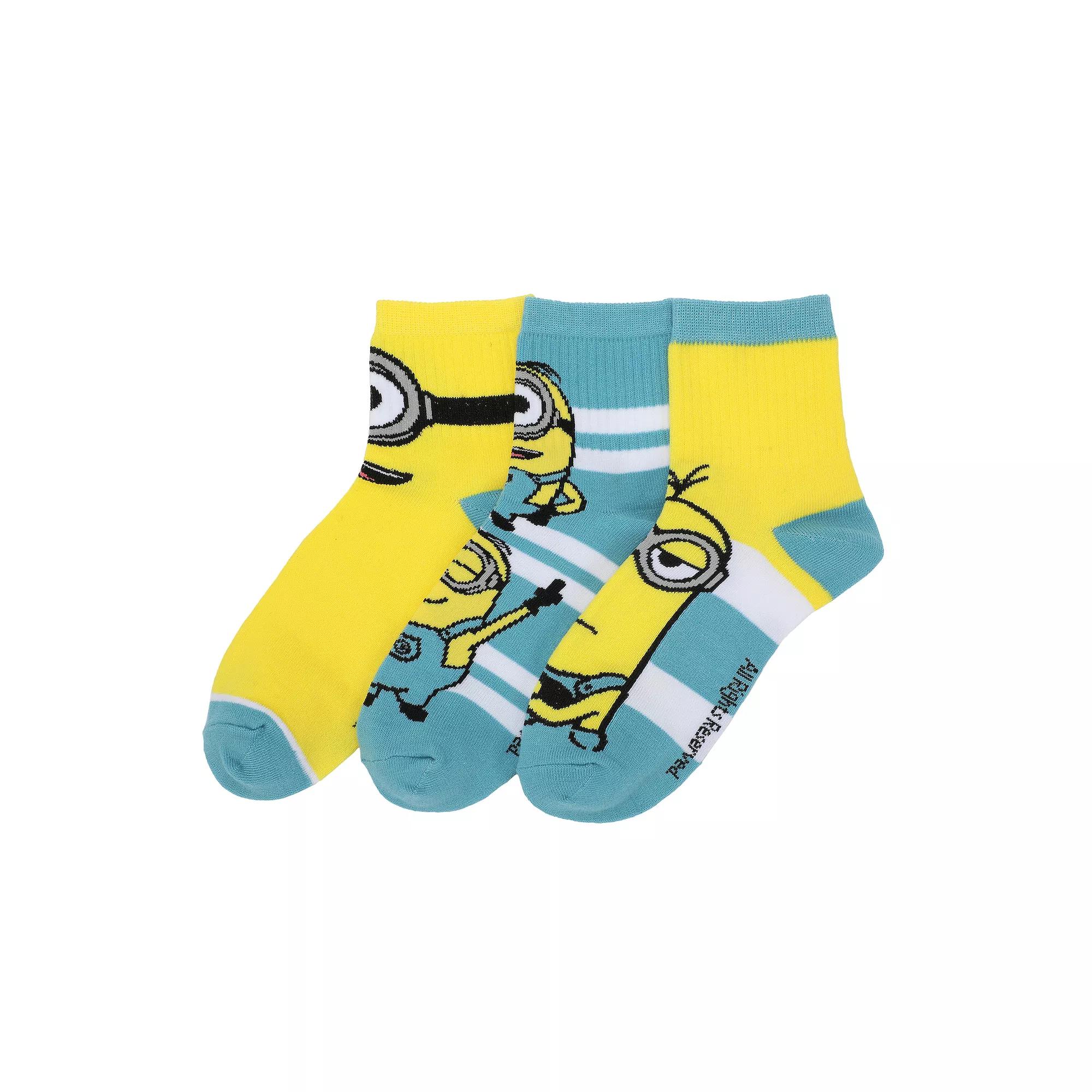 Women's Minions Quarter Crew Socks 3-Pack, Size: 5-10, Multi Product Image