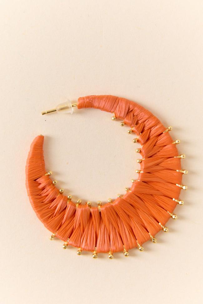 Orange Raffia Wrapped Hoop Earrings FINAL SALE Product Image