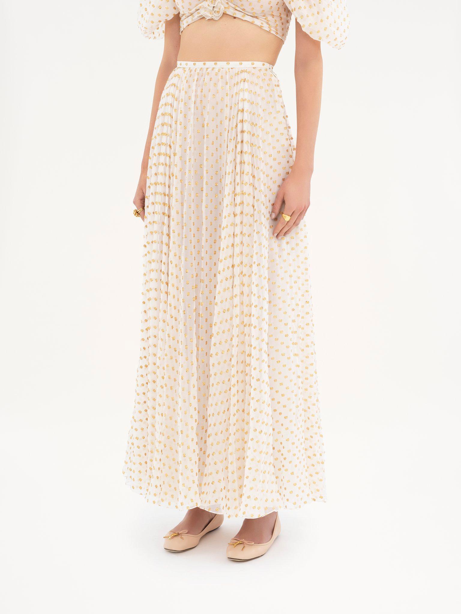 Gathered maxi skirt in silk jacquard & lurex Product Image