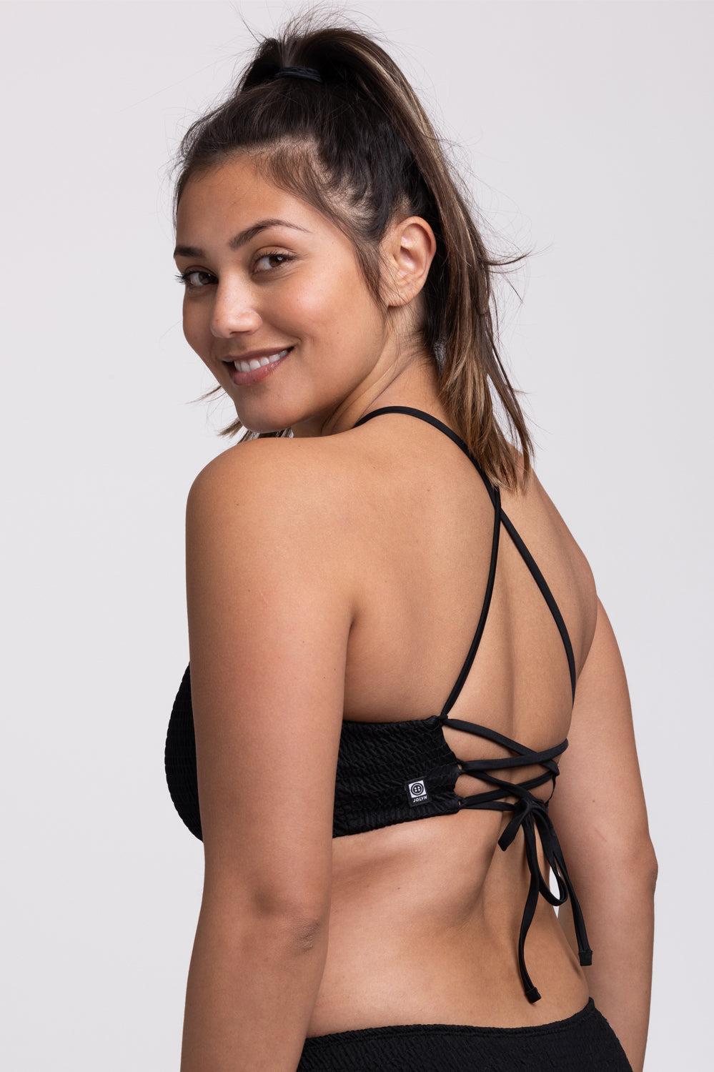 Luna Smocked Bikini Top - Black Female Product Image