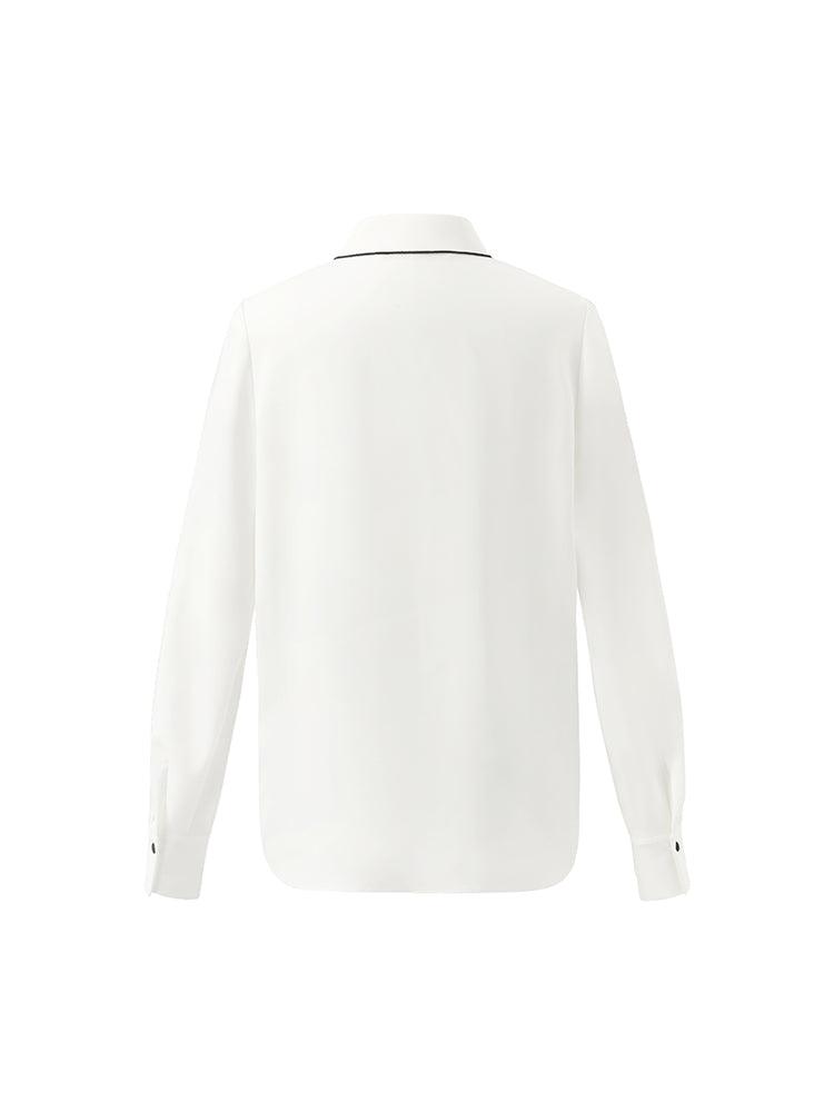 Contrast Trim Commute Women Shirt Product Image