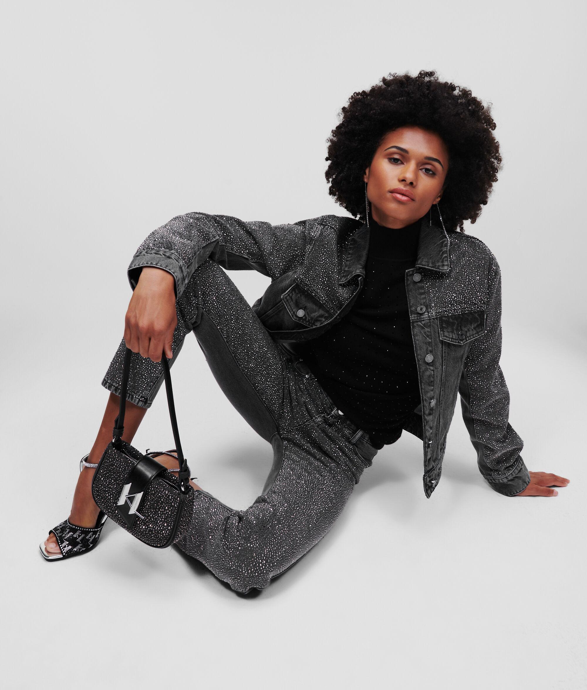 RHINESTONE-EMBELLISHED DENIM JACKET Product Image