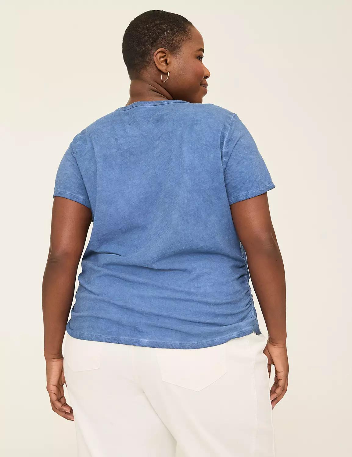 Short-Sleeve V-Neck Side-Ruched Tee Product Image