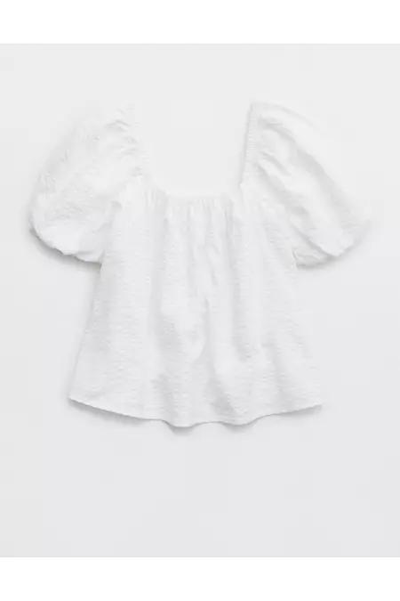Aerie Seersucker Puff Sleeve Top Women's Product Image