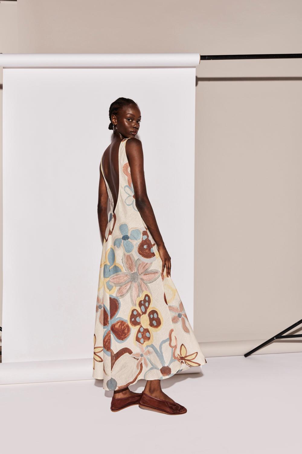 Art Of Bloom Linen Bias Cut Maxi Dress Flower Product Image