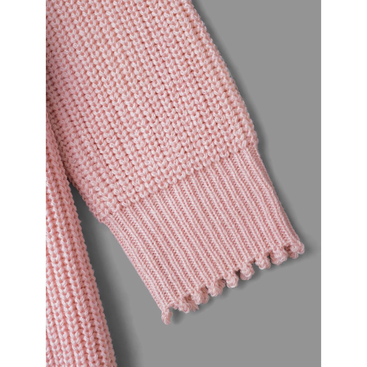 Plus Size Color Block Texture Round Neck Pullover Rosered Women Casual Loose Long Sleeve Round Neck Everyday Pullovers BloomChic 30/6X Product Image