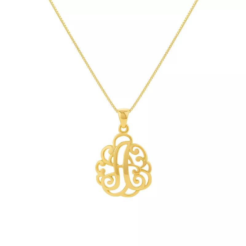 PRIMROSE Sterling Silver Monogram Initial Pendant Necklace, Women's, Size: 18", Gold Tone T Product Image