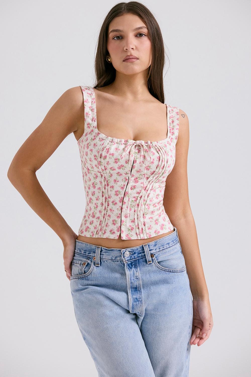 Chicca  white rosebud print top Product Image