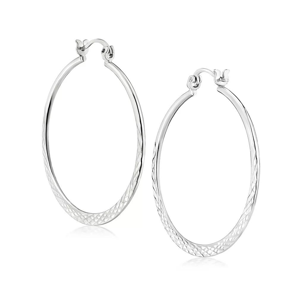 Judy Crowell Sterling Silver Textured Hoop Earrings, Women's Product Image