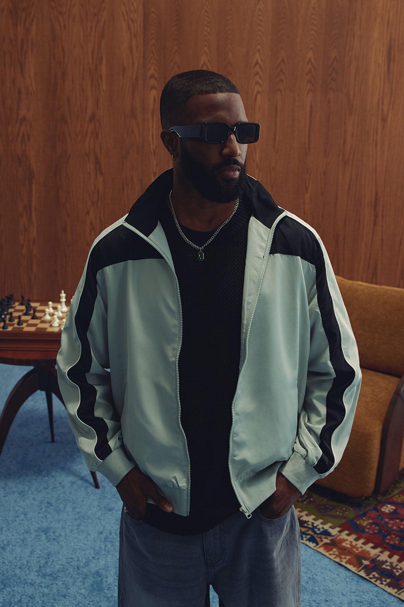 Lightweight Paneled Track Jacket - Sage/combo Product Image