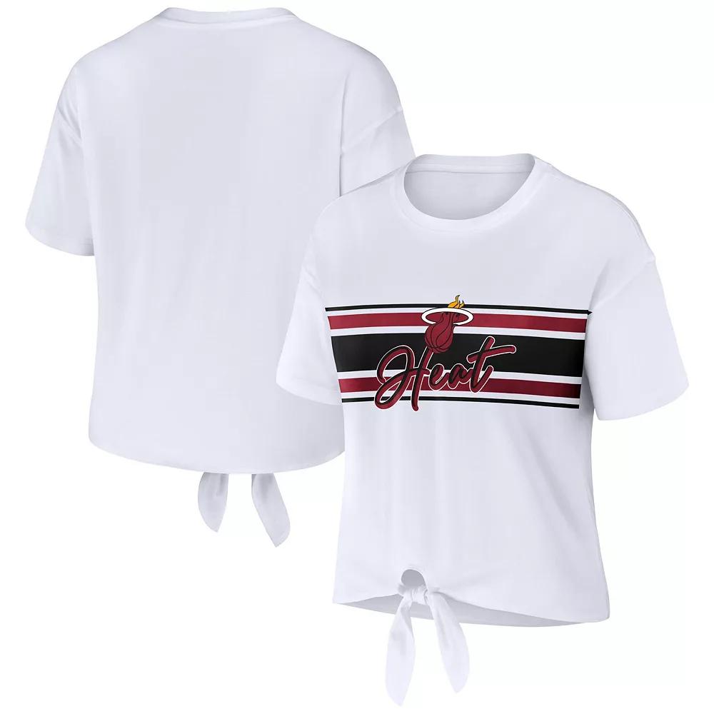 Women's WEAR by Erin Andrews White Miami Heat Tie-Front T-Shirt,  Product Image