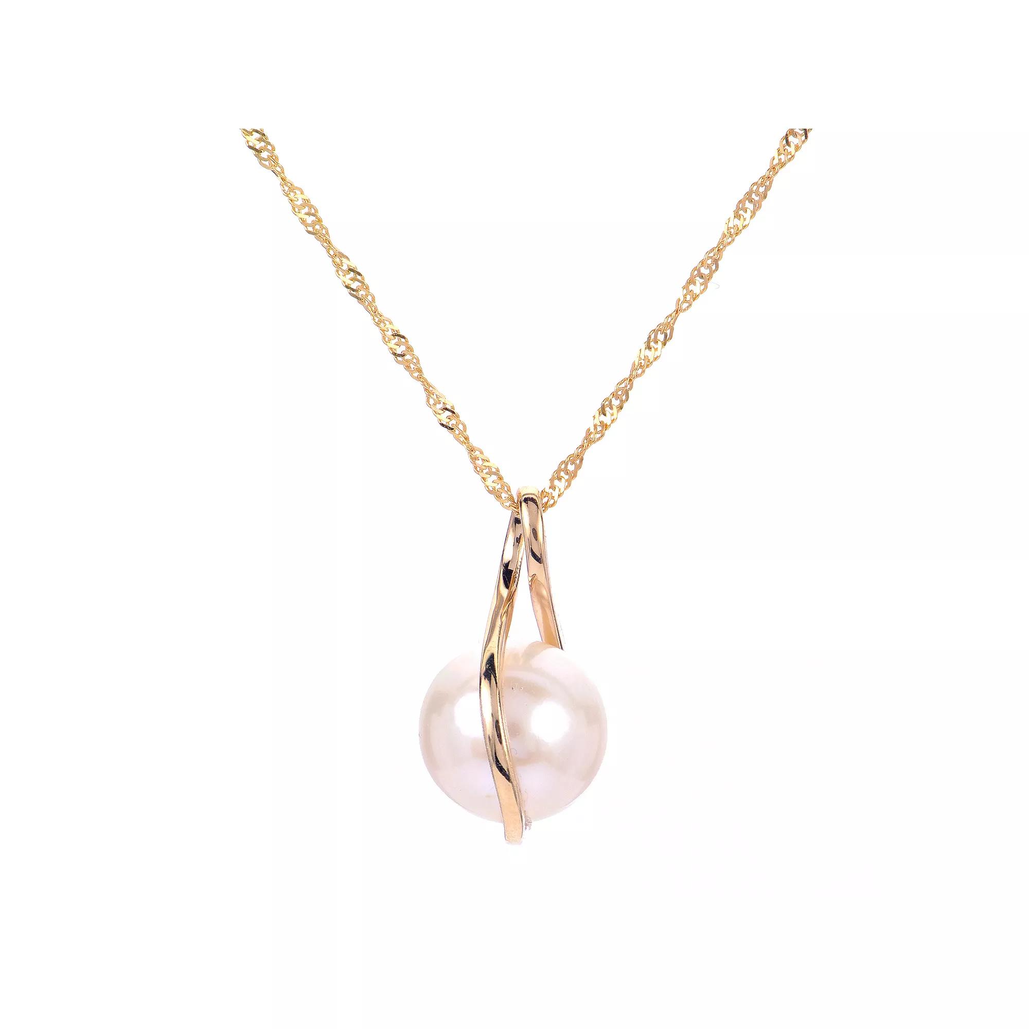 PearLustre by Imperial 14k Gold Freshwater Cultured Pearl Twist Pendant Necklace, Womens Product Image