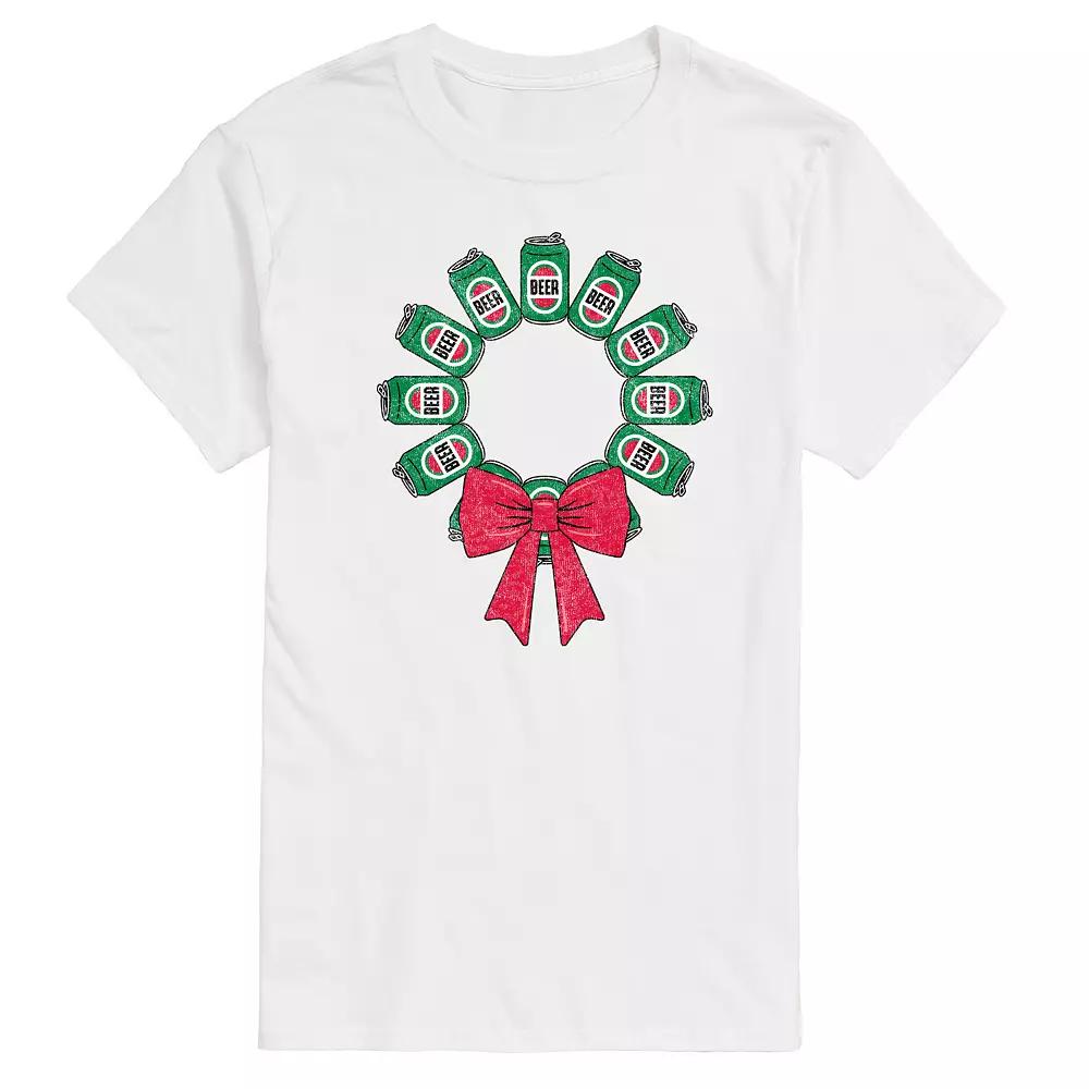 Men's Beer Christmas Wreath Graphic Tee,  Product Image