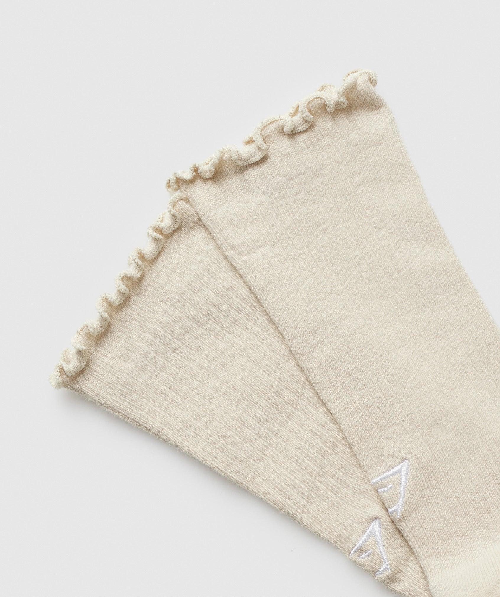 Gymshark Frill Crew Single Sock - Cream Beige/Soft White Female Product Image