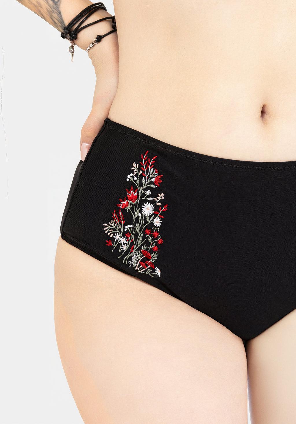 Copia Floral Embroidered High Waist Swim Bottoms Product Image