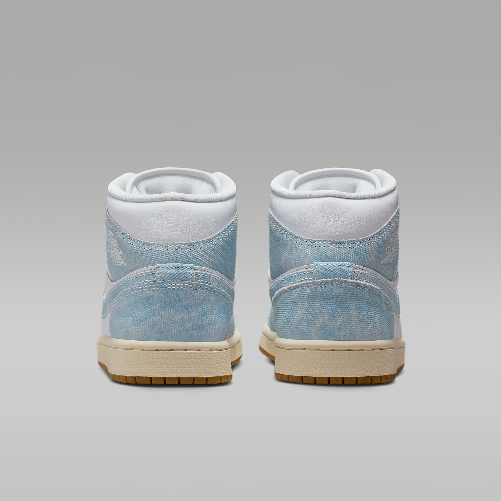 Jordan Womens Jordan Retro 1 Mid SE - Womens Basketball Shoes Worn Blue/Light Gum/White Product Image