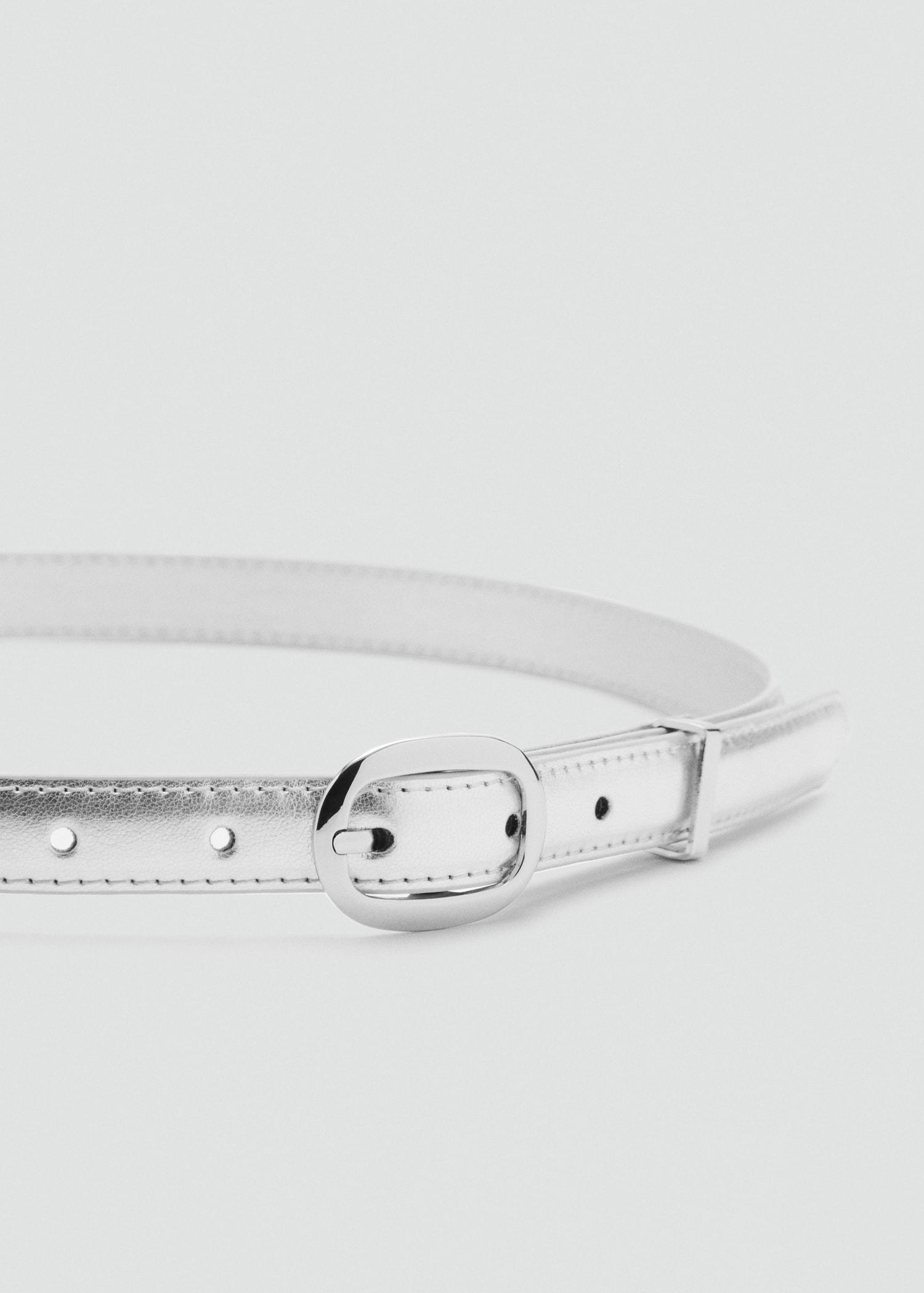 Metallic belt with oval buckle - Women | MANGO USA Product Image