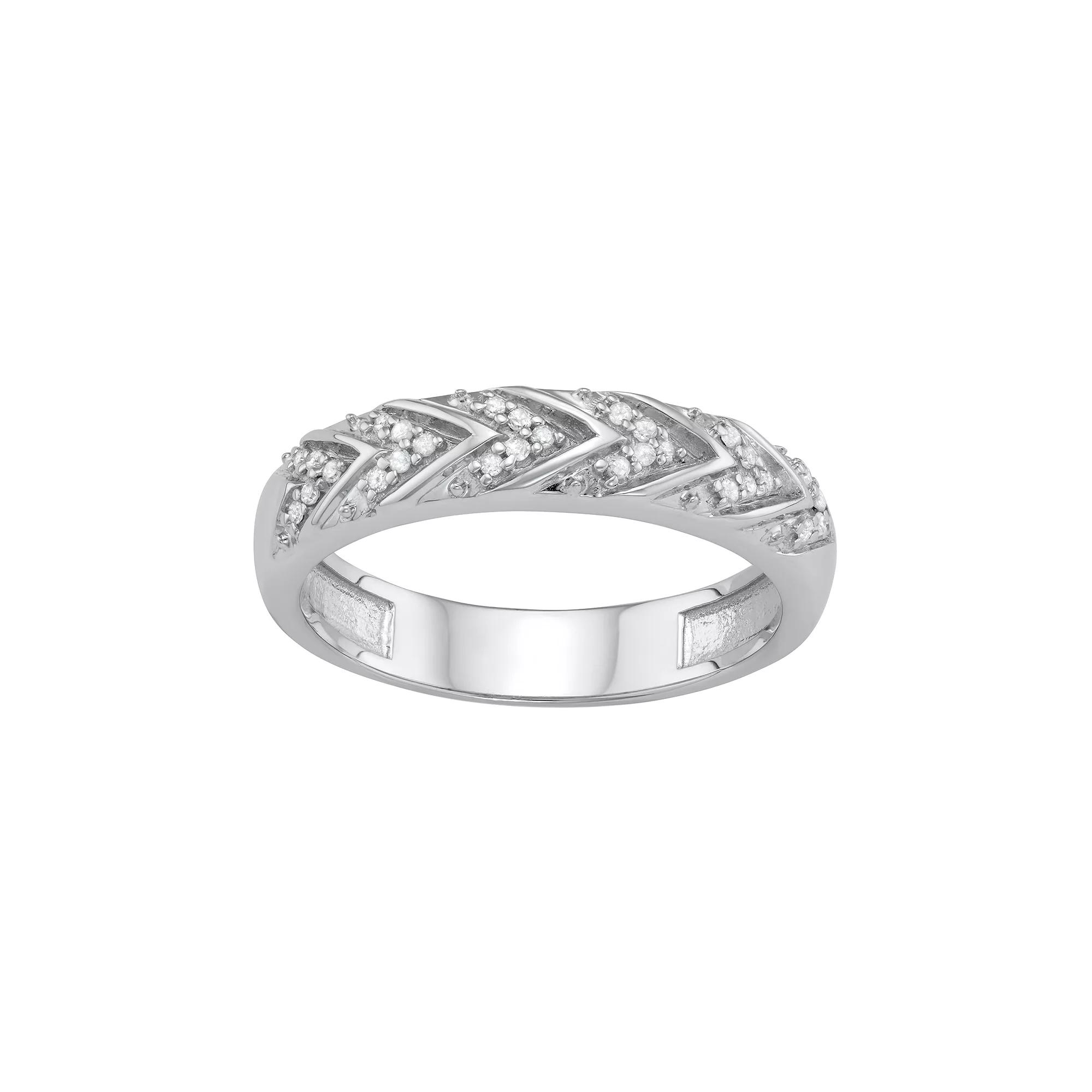Jewelexcess Sterling Silver 1/10 Carat T.W. Diamond Chevron Ring, Womens Gold Tone Product Image