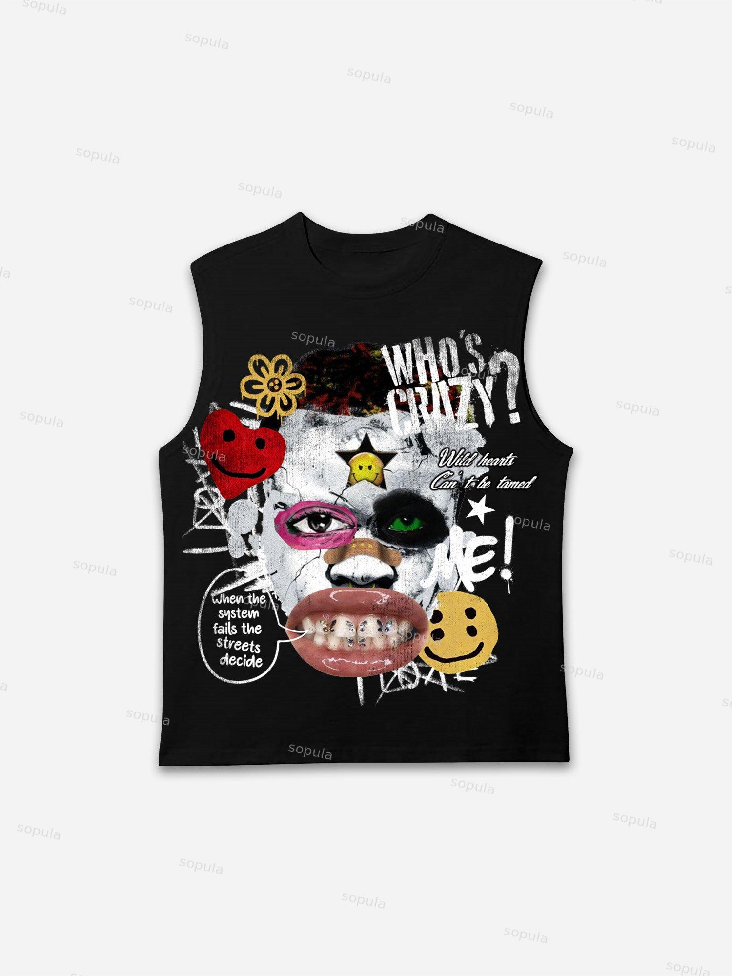 Abstract Portrait People Collage Vintage Graphic Tank Top Product Image