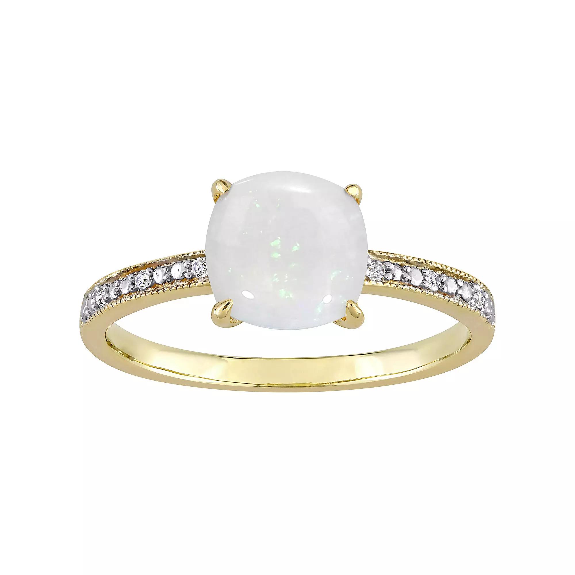 Stella Grace 10k Gold White Opal & Diamond Accent Solitaire Ring, Women's, Size: 5 Product Image