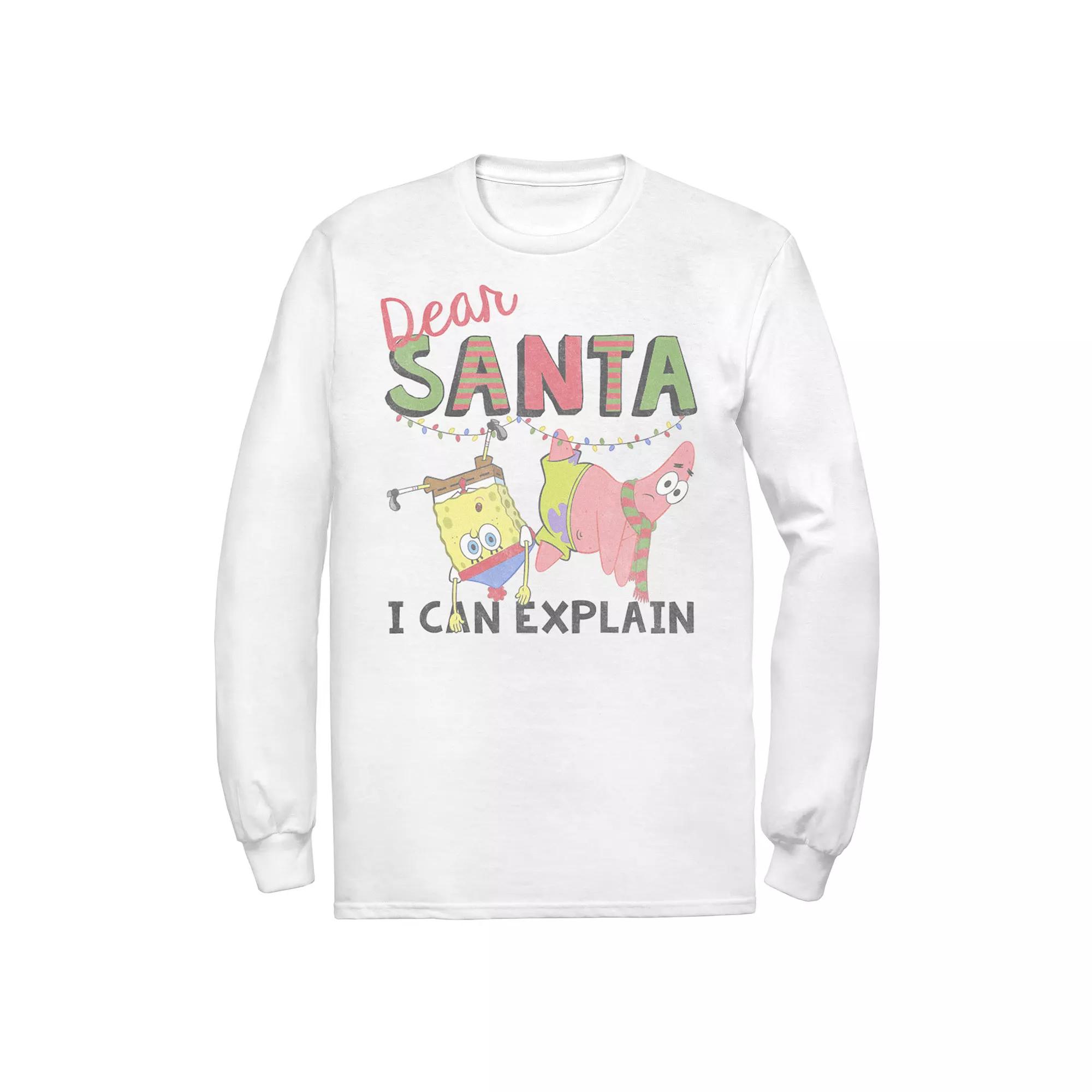 Men's Nickelodeon SpongeBob SquarePants Santa I Can Explain Long Sleeve Graphic Tee,  Product Image
