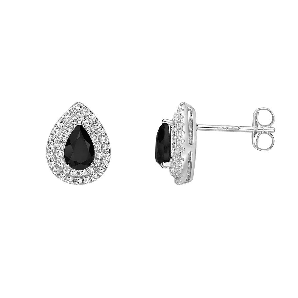 Gemminded Sterling Silver Black Onyx Pear Stud Earrings, Women's Product Image