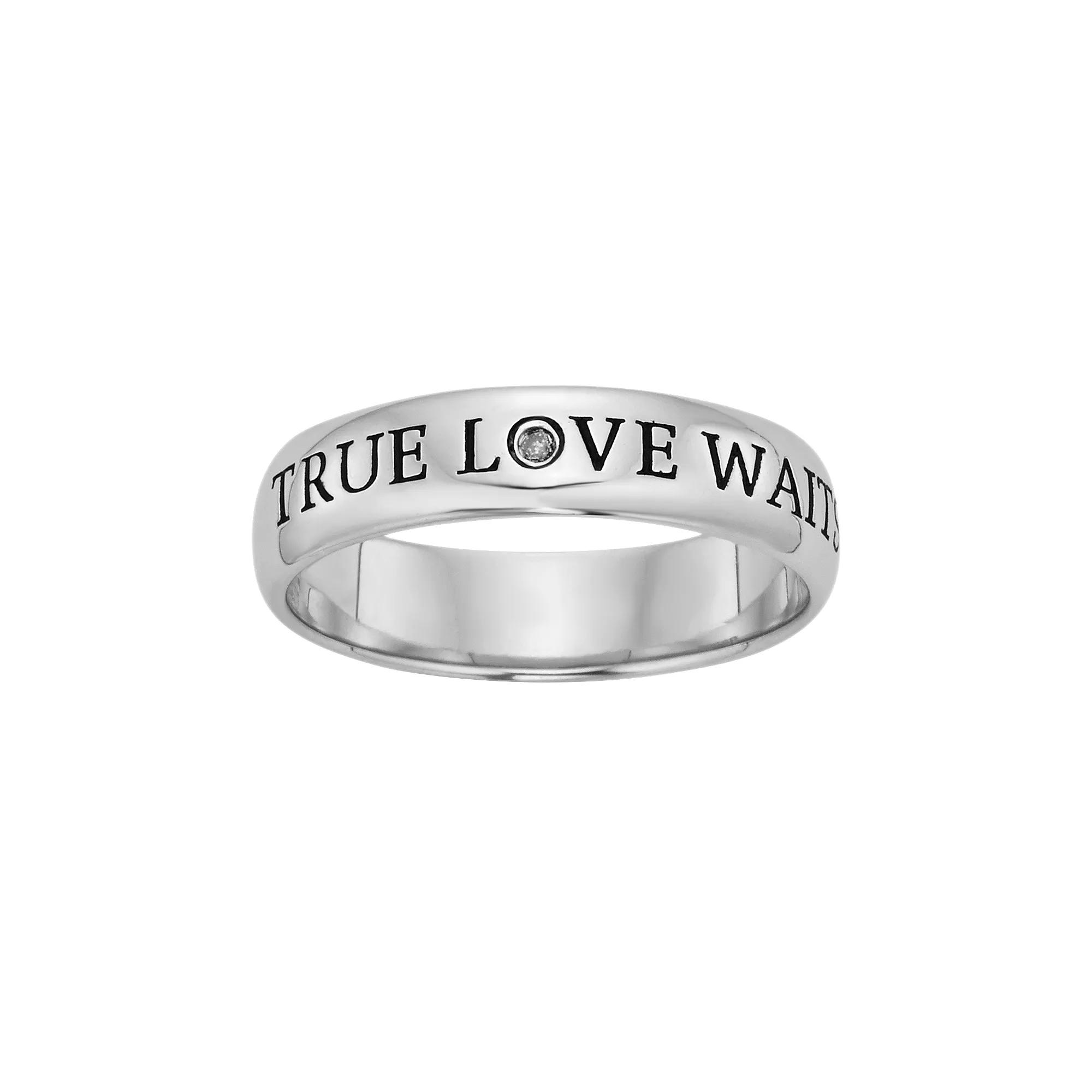 Sterling Silver Diamond Accent True Love Waits Purity Ring, Women's, Size: 5, Black & White Product Image
