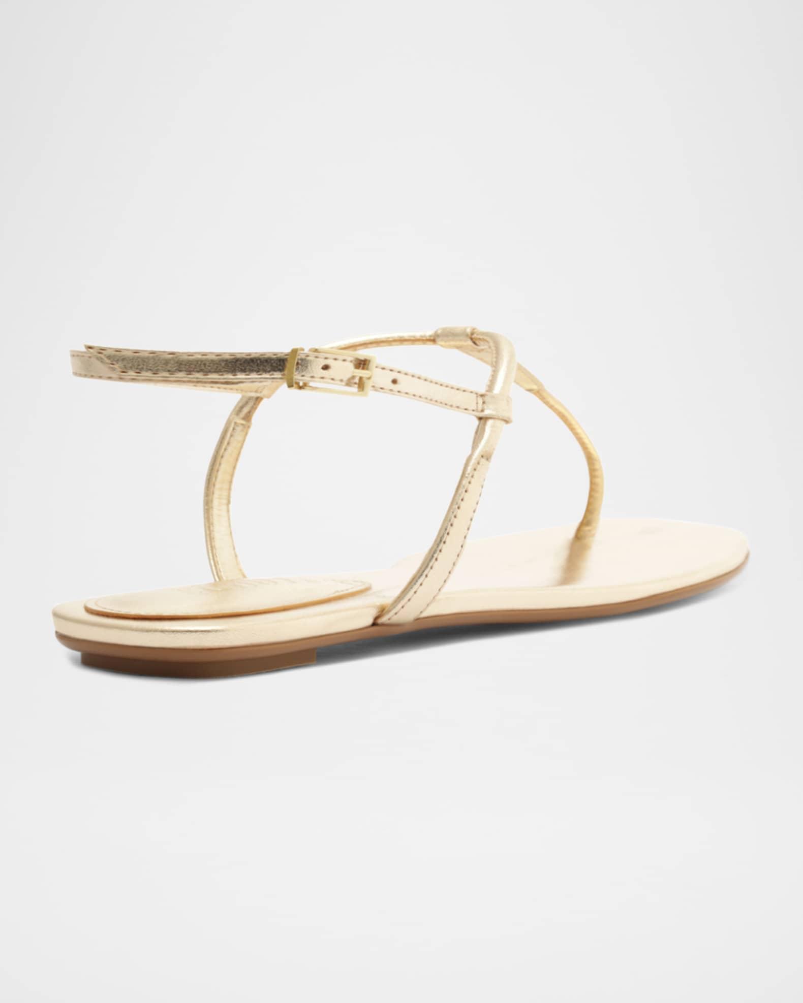 Elsha Metallic T-Strap Flat Sandals Product Image