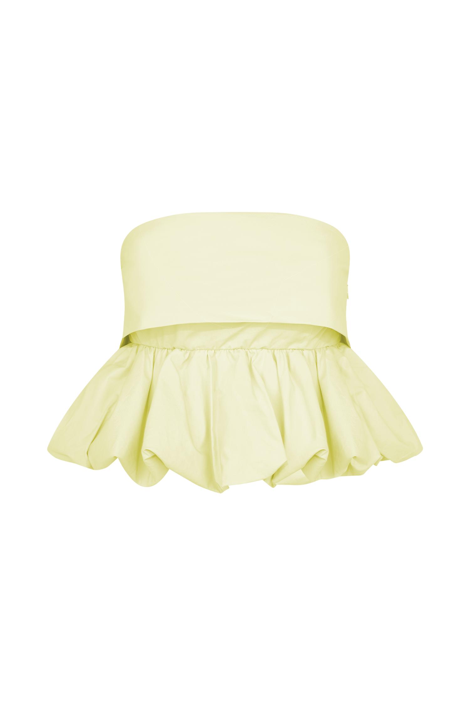 Amirah Strapless Bubble Crop Top - Lemon Product Image