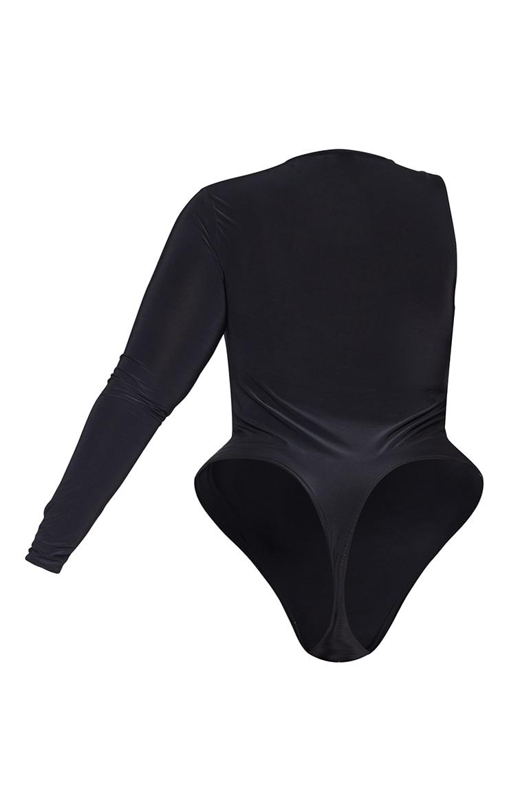 Plus Black Cut Out Ring Detail Long Sleeve Bodysuit Product Image