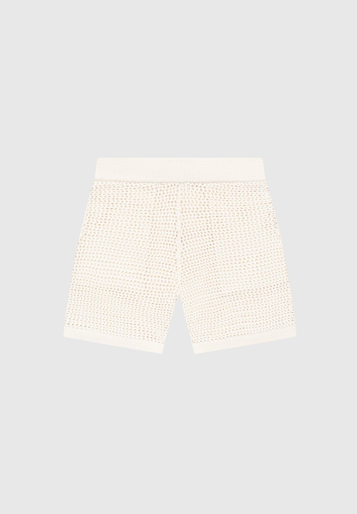 Crochet Knit Shorts - Cream Male Product Image