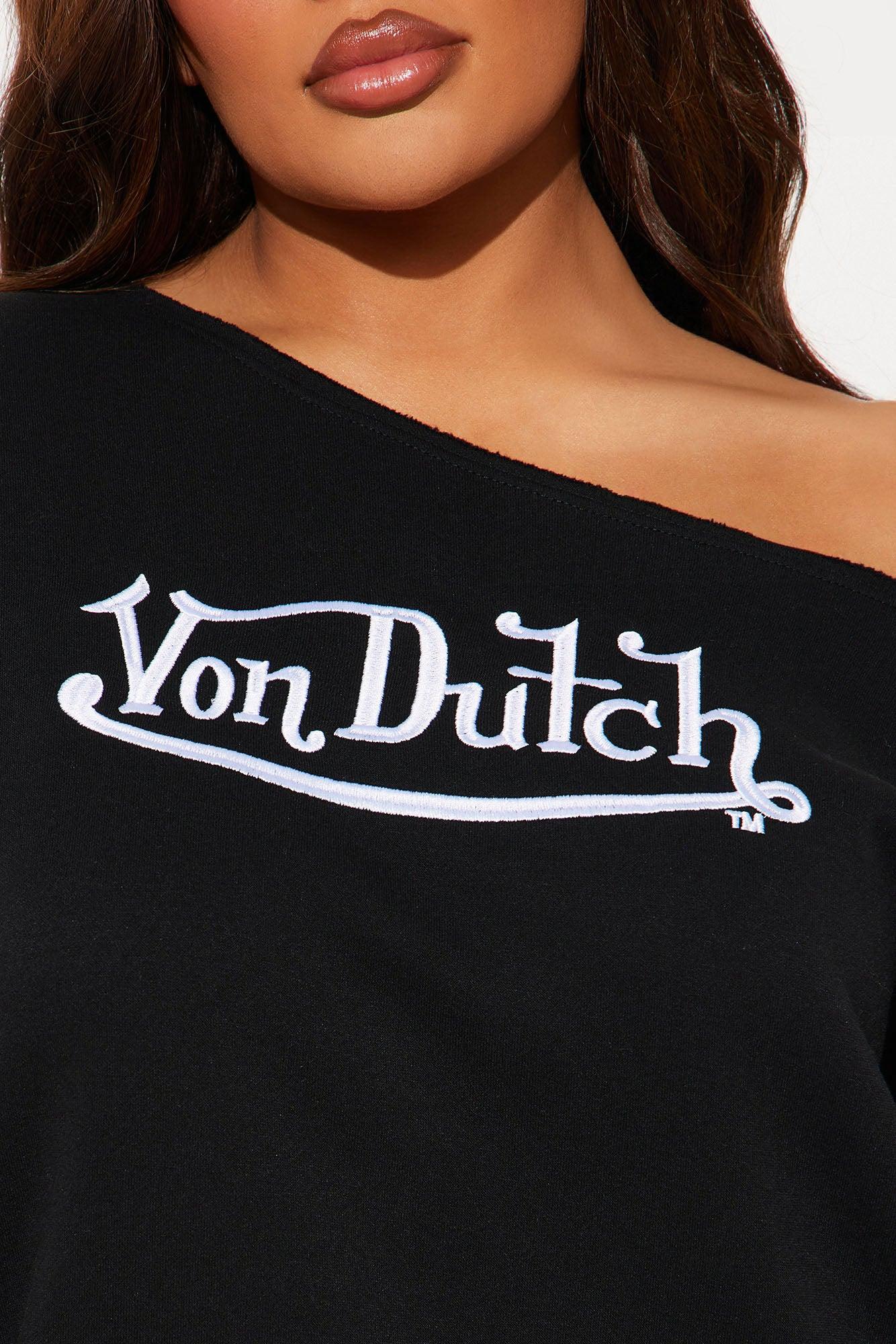 Von Dutch Classic Off Shoulder Sweatshirt - Black Product Image