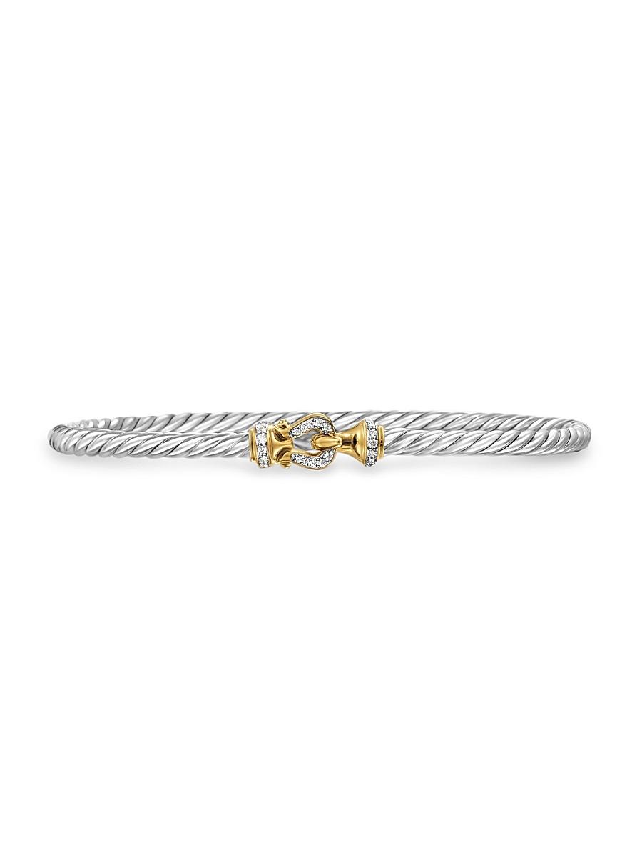 Womens Buckle Classic Cable Bracelet in Sterling Silver Product Image