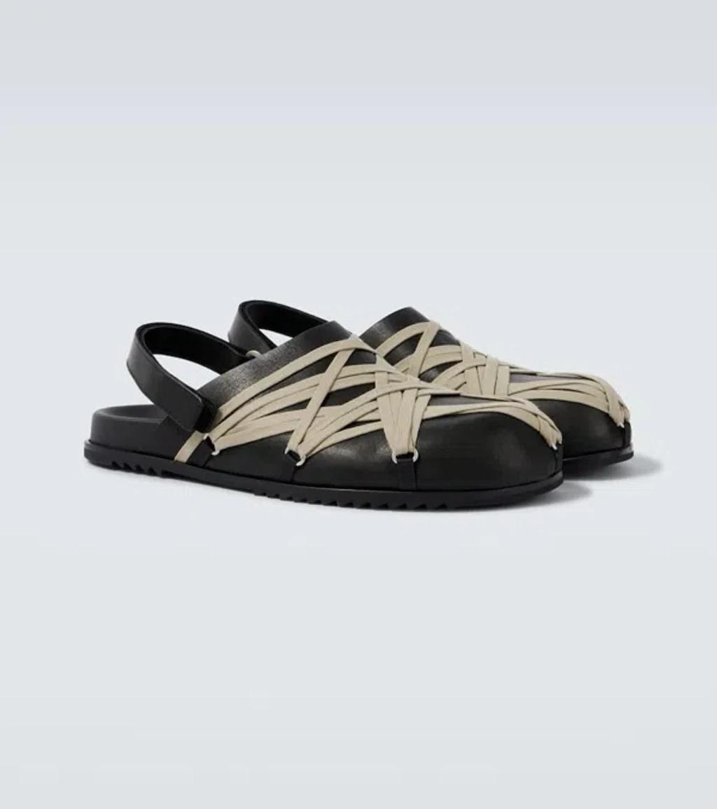 RICK OWENS Leather Loafers With Crisscross Detail In Black Product Image