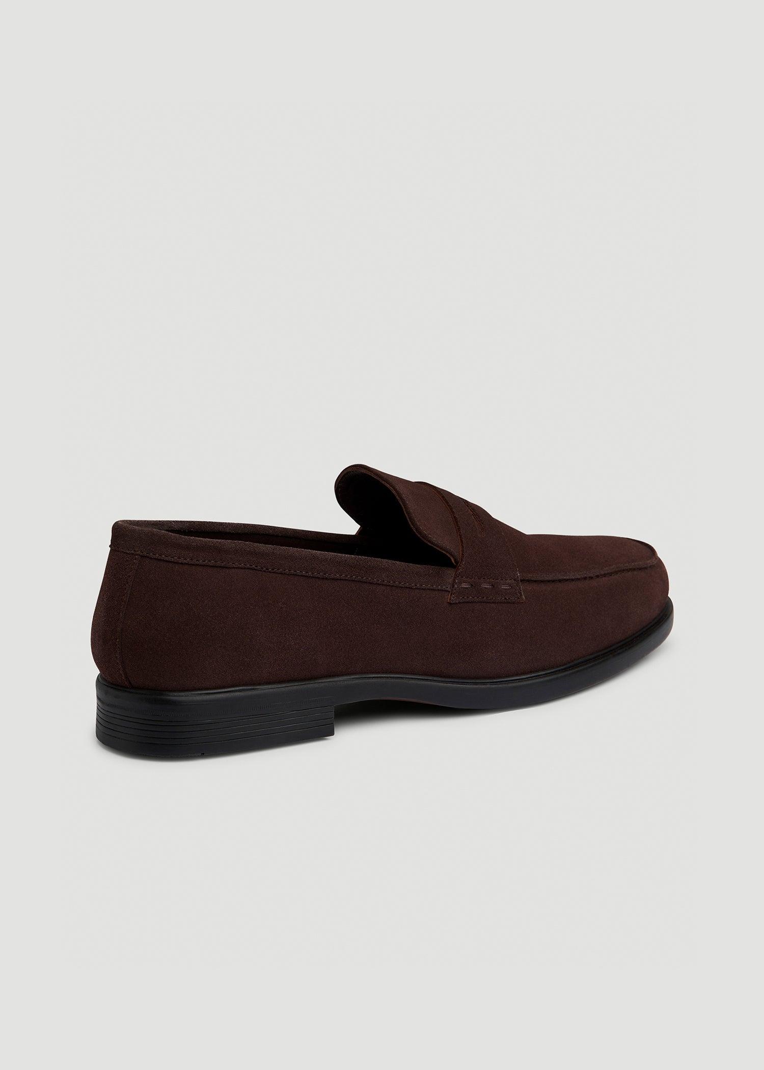 Penny Loafers for Tall Men in Dark Brown Suede Male Product Image