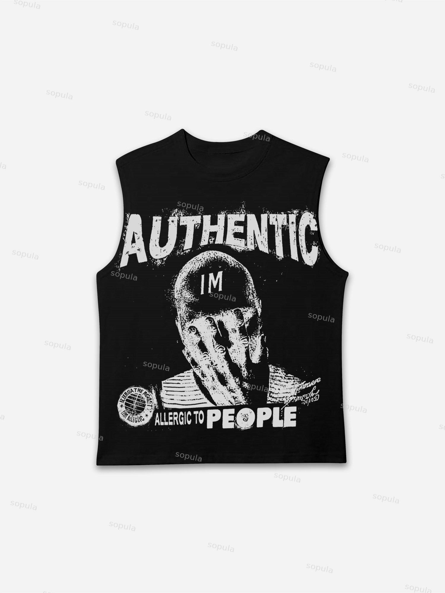 Sopula Retro I Am Allergic To People Graphic Tank Top Product Image