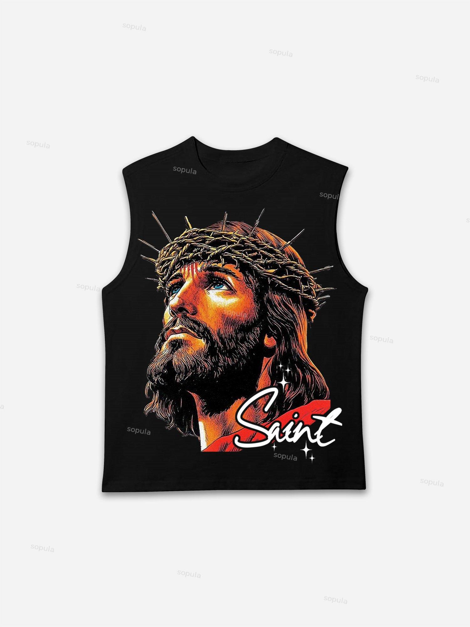 God Saint Graphic Print Tank Top Product Image