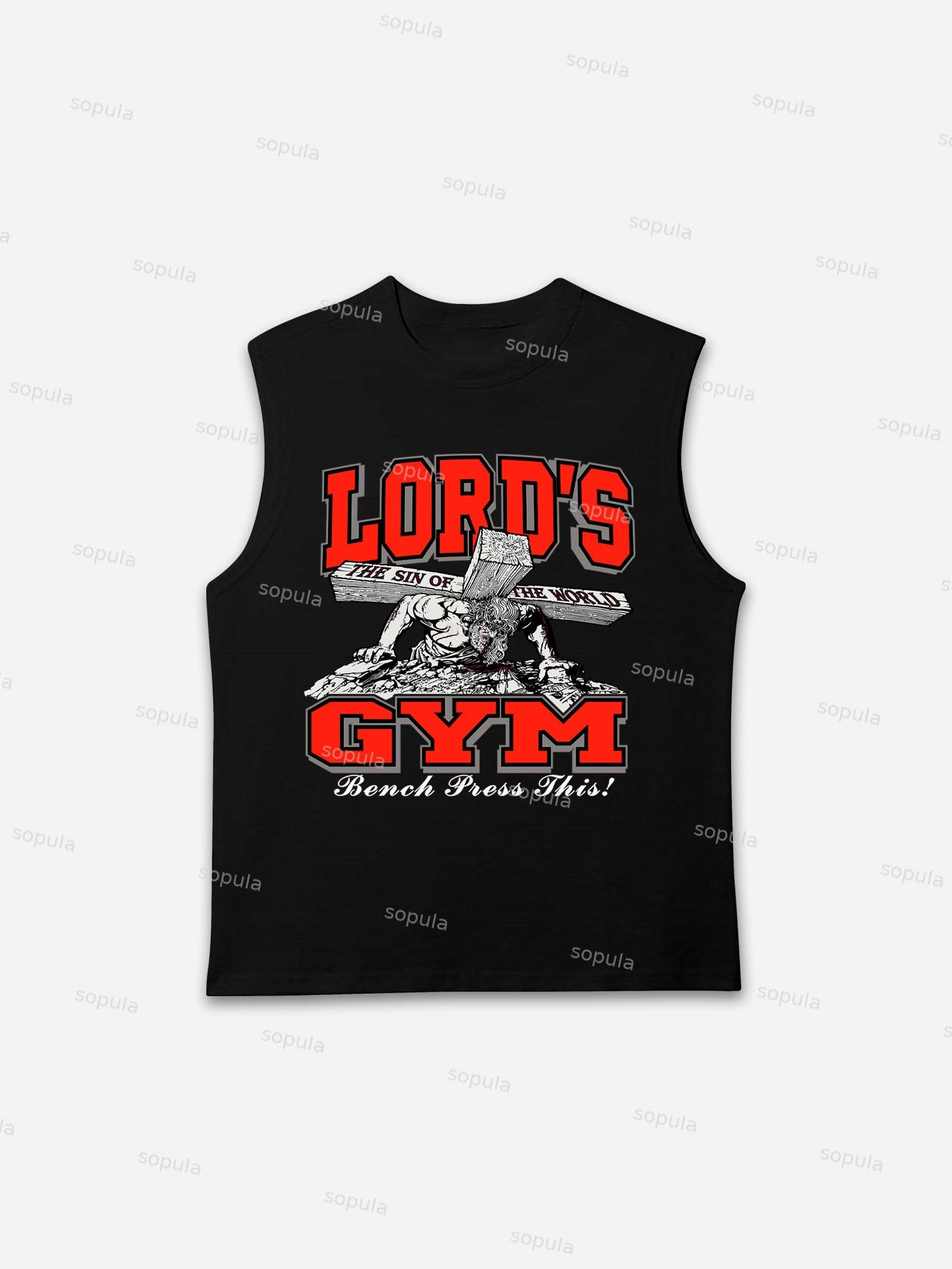 Lord's Gym God Print Cotton Casual Tank Top Product Image