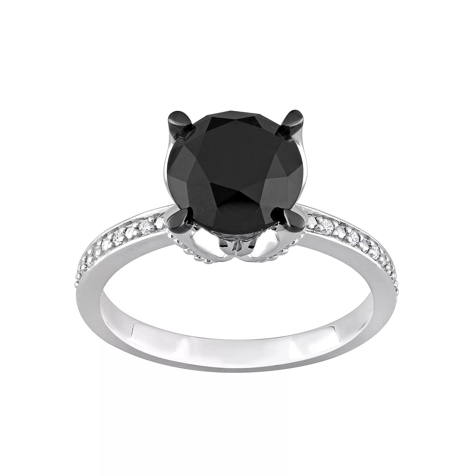 Stella Grace 14k White Gold 3 Carat T.W. Black & White Diamond Engagement Ring, Women's,  Product Image