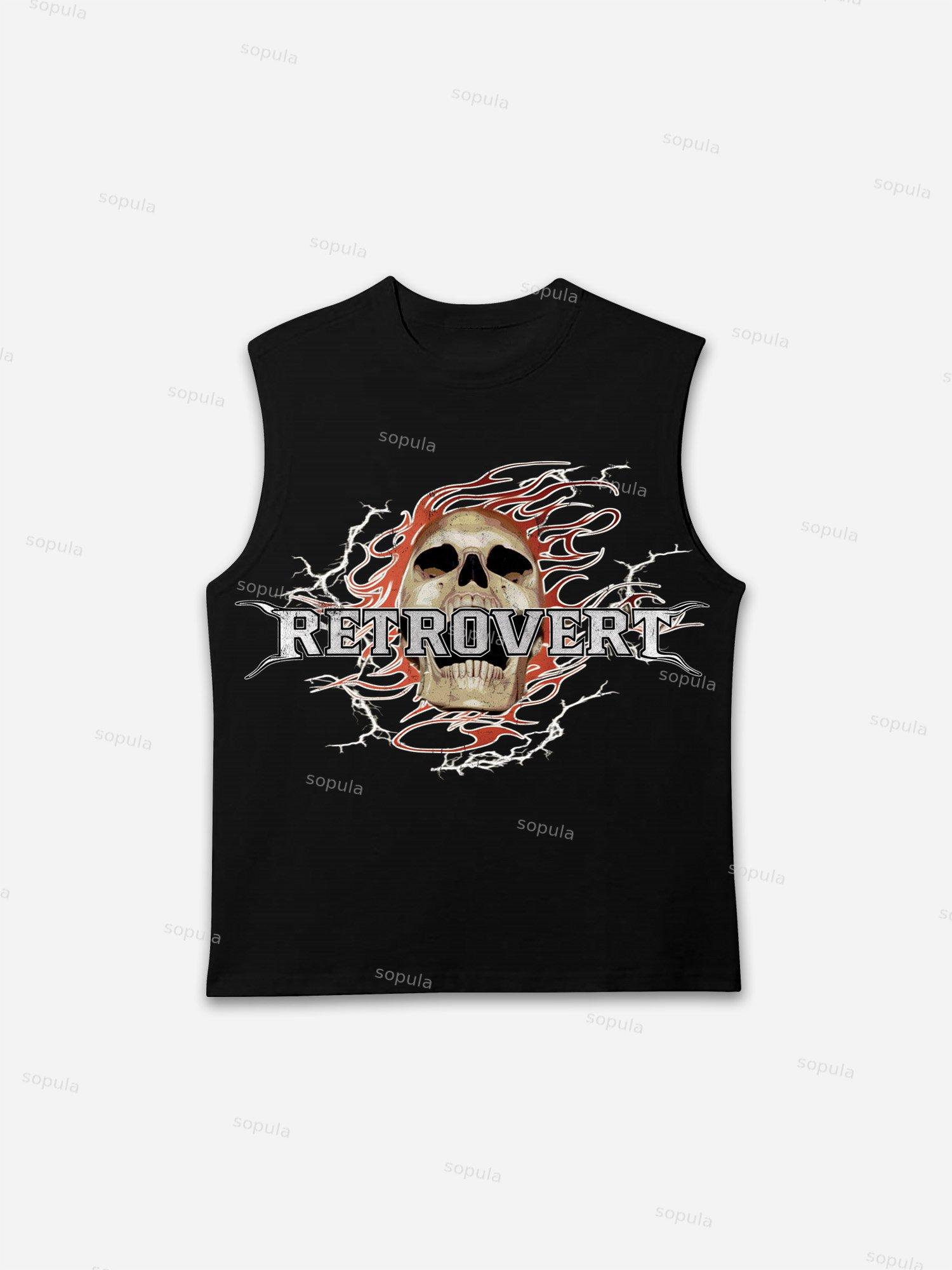 Red Skull Lightning Flame Graphic Tank Top Product Image