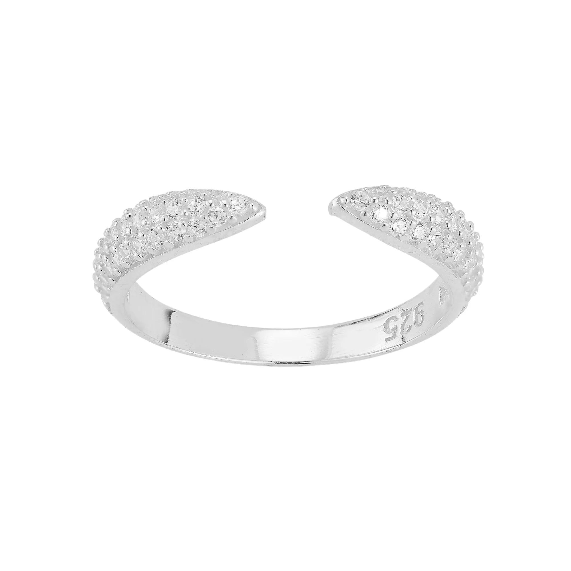 Sunkissed Sterling Silver Over Cubic Zirconia Pave Open Claw Ring, Womens Silver Tone Product Image