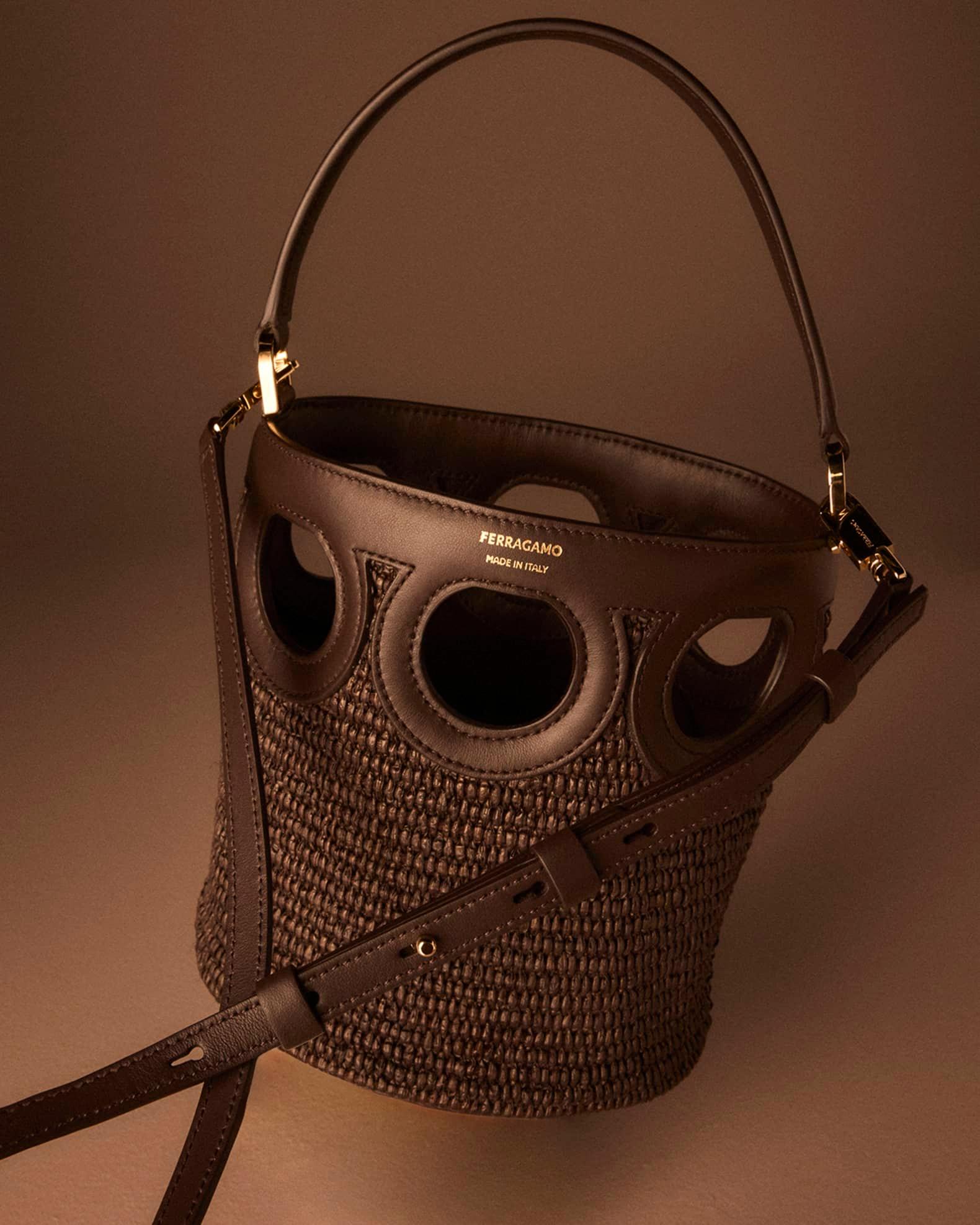 Cutout Raffia Bucket Bag Product Image