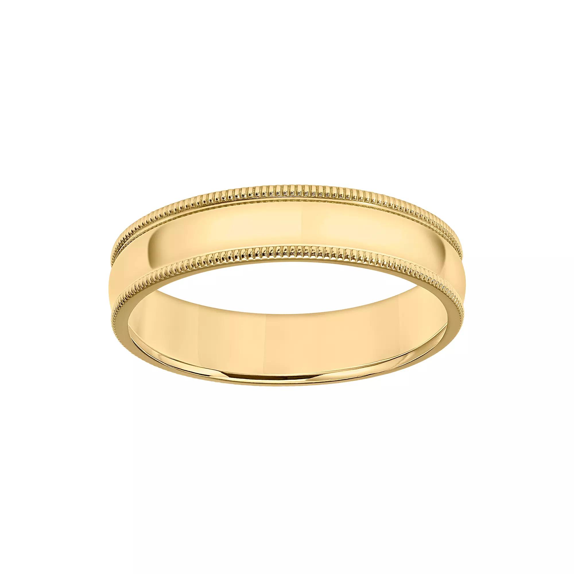 Men's Sterling Silver Milgrain Edge Polished Band Ring, Size: 10, Gold Tone Product Image