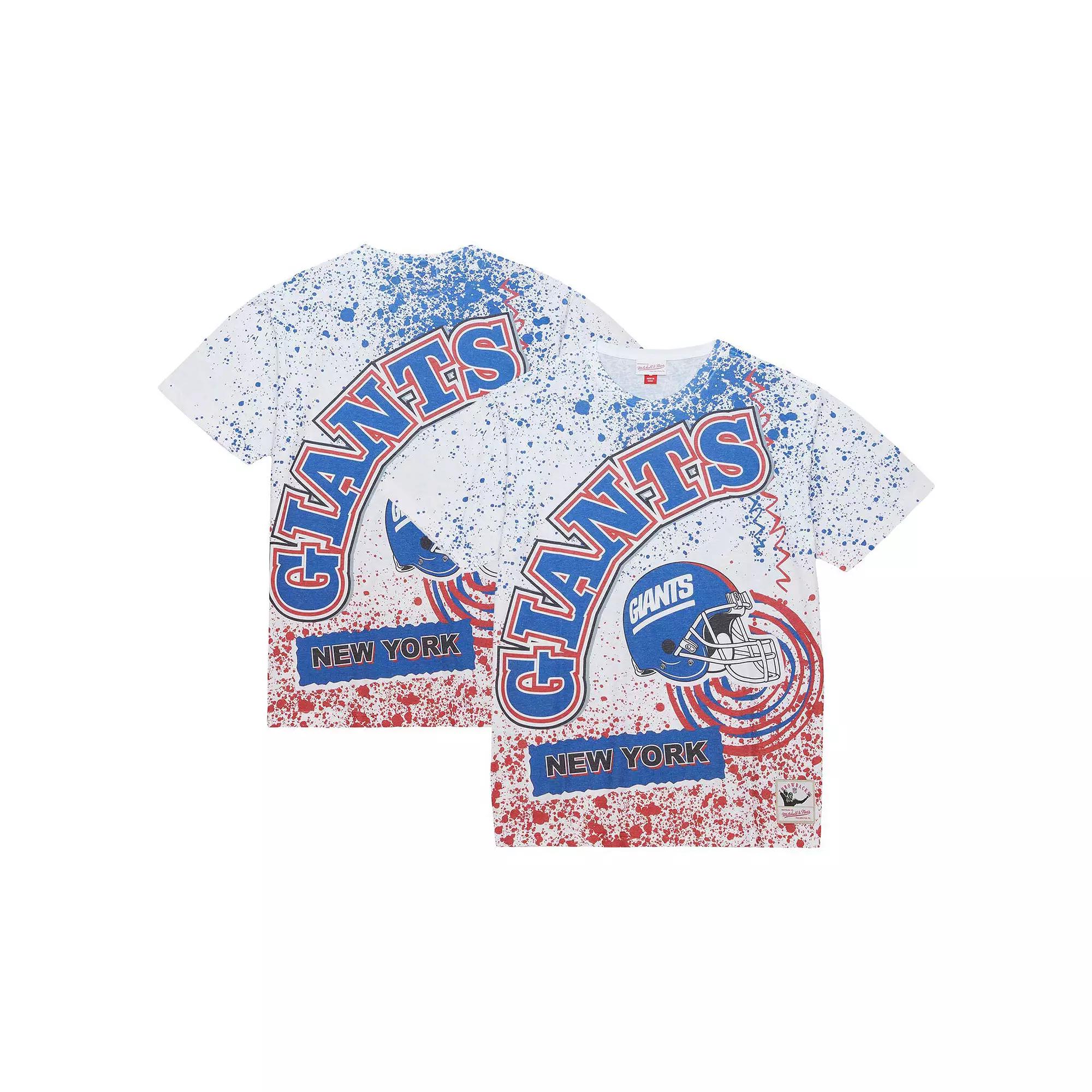 Men's Mitchell & Ness White New York Giants Big & Tall Allover Print T-Shirt, Size: XLT Product Image